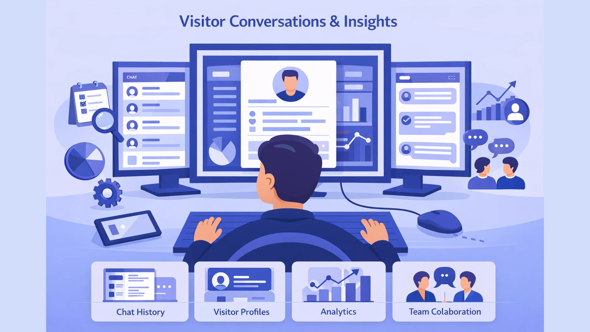 ScopeAIChat visitor conversation history with saved chat sessions and visitor profiles